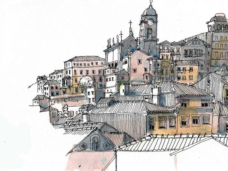 Sketching en Oporto-Vistas miradouro oporto
