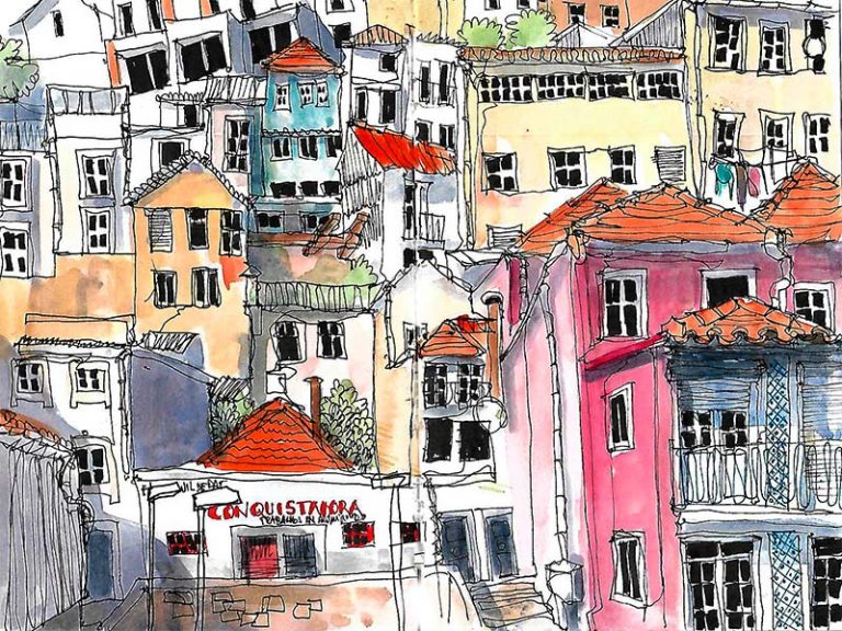 Intensive travel sketching in Porto